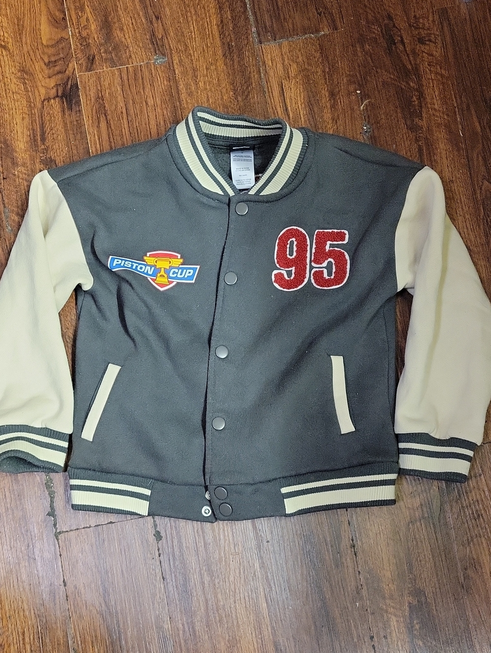 Dinsey  Cars Kids Gray & Cream Varsity Jacket Size 5
